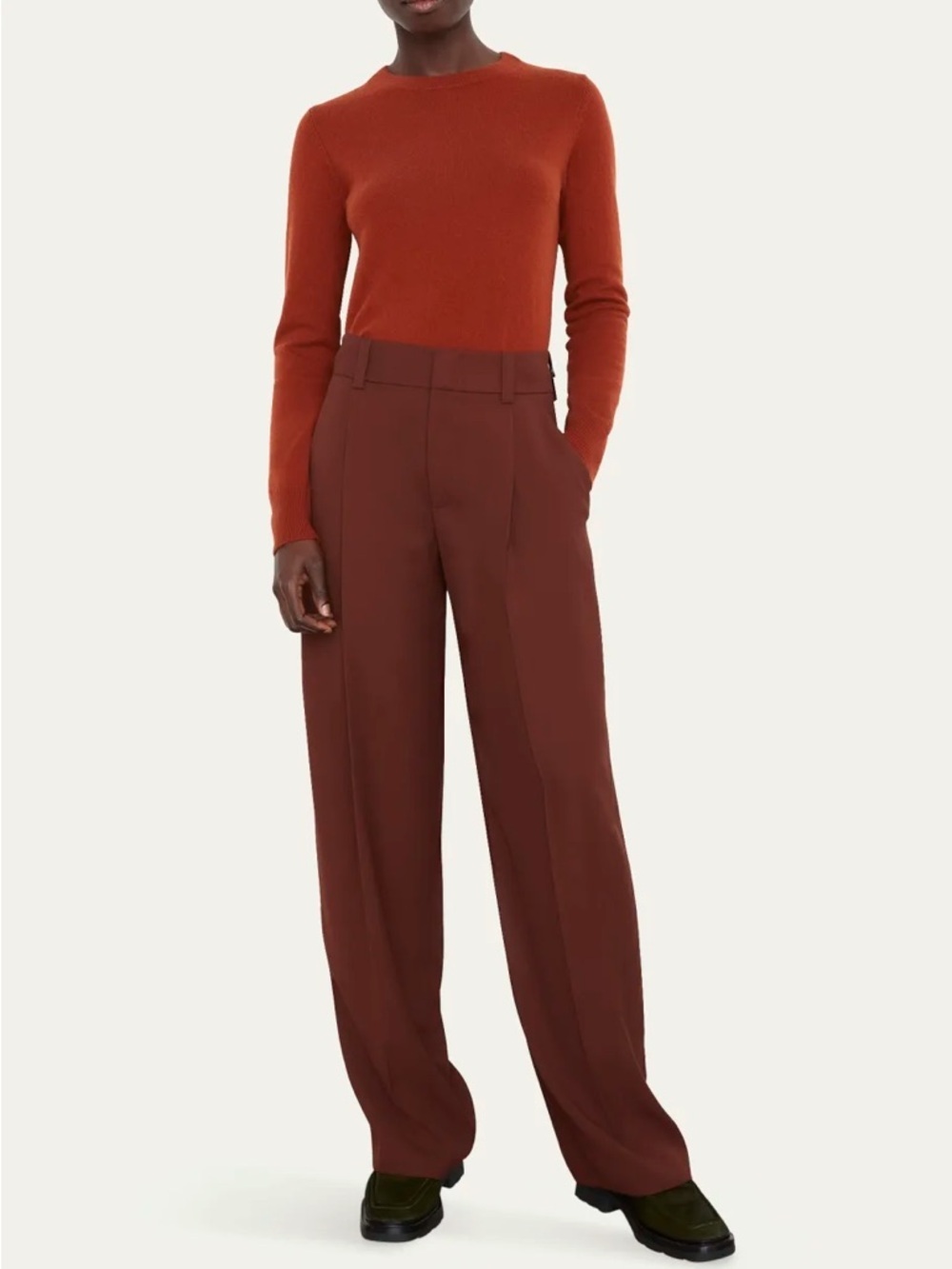 Vince Drapey Relaxed Soft Pleated Wide-Leg Pant 16 Brown
